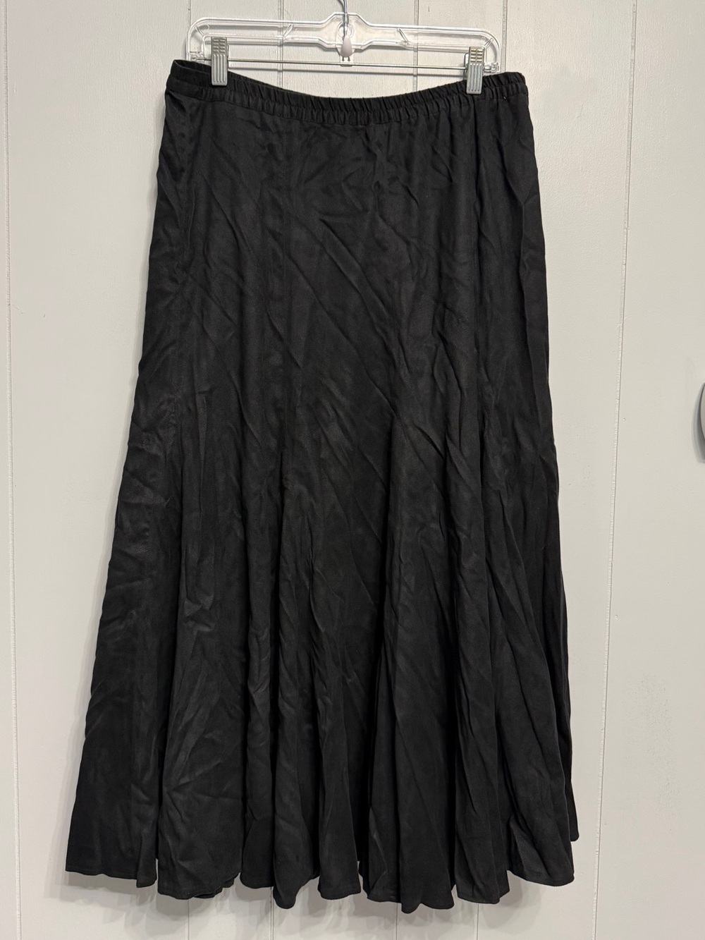 Coldwater Creek Black A-Line Maxi Skirt Elastic Waist Flowy Medium